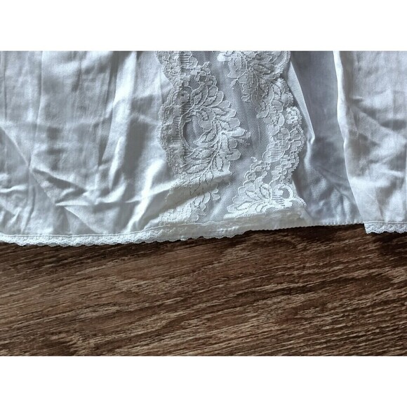 Lorraine Full Slip  Gown Size Large Off White Lace Trim Nylon 45" long  Slit USA - Picture 16 of 16